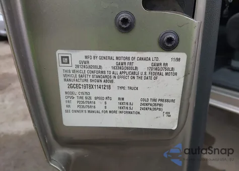 1999 Chevrolet Silverado 1500 Ls из США, поврежденный, VIN 2GCEC19T8X1141218